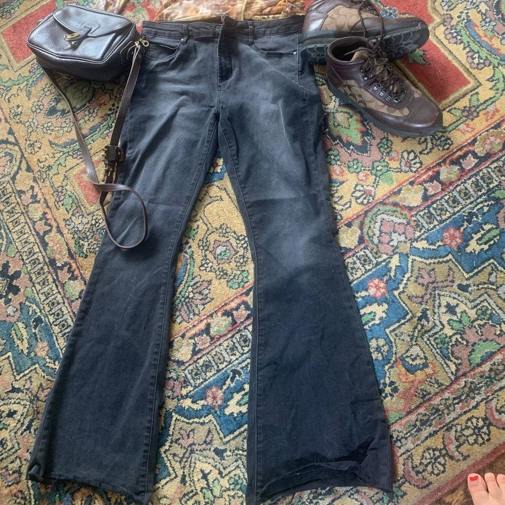 Black raw hem bell bottoms!
